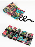 36/48/72 Holes Fallen leaves Print Canvas Roll Up Pencil Bag Pen Curtain Case Makeup Wrap Holder Storage Pouch School Supplies