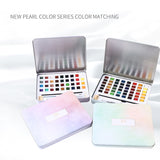 XSYOO 12/36/48 COLORS Solid Pearlescent Water Color Pigment Paints Set Glitter Watercolor Metallic Pigment Art Supplies