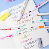 8 pcs/set Double Lines Contour Color Art Marker Pens DIY Scrapbooking Bullet Diary Graffiti Drawing Out Line Pen Stationery