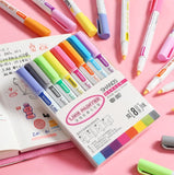 KBX 4/8/12Colors Double Line Outline Art Marker Set Glitter Liner Letter Draw Journal Diary Album Office School Art Supplies