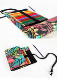 36/48/72 Holes Fallen leaves Print Canvas Roll Up Pencil Bag Pen Curtain Case Makeup Wrap Holder Storage Pouch School Supplies