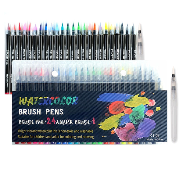 48 Colors Real Brush Pens for Watercolor Painting with Flexible Nylon Brush  Tips, Fine Point Markers for Coloring 