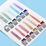 XSYOO 12/36/48 COLORS Solid Pearlescent Water Color Pigment Paints Set Glitter Watercolor Metallic Pigment Art Supplies