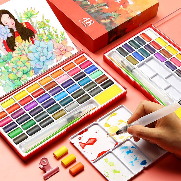 High quality 36/48 color Solid watercolor paint portable watercolor paint set gouache paint art supplies for artist