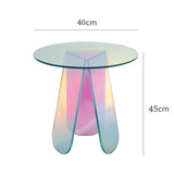 AOOKMIYA  Iridescent Transparent Acrylic Side Table Display Designer Round Colorful Rainbow Clear Iridescent Art Piece Coffee Table