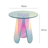 AOOKMIYA  Iridescent Transparent Acrylic Side Table Display Designer Round Colorful Rainbow Clear Iridescent Art Piece Coffee Table