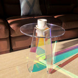 AOOKMIYA  Iridescent Transparent Acrylic Side Table Display Designer Round Colorful Rainbow Clear Iridescent Art Piece Coffee Table