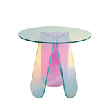 AOOKMIYA  Iridescent Transparent Acrylic Side Table Display Designer Round Colorful Rainbow Clear Iridescent Art Piece Coffee Table