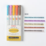 Japan Zebra  WKT7 MildLiner Light Double-headed Highlighter Marker Hook Line Pastel Soft Fluorescent Pen Round Toe/Oblique
