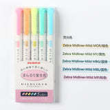 Japan Zebra  WKT7 MildLiner Light Double-headed Highlighter Marker Hook Line Pastel Soft Fluorescent Pen Round Toe/Oblique