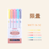 Japan Zebra  WKT7 MildLiner Light Double-headed Highlighter Marker Hook Line Pastel Soft Fluorescent Pen Round Toe/Oblique