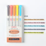 Japan Zebra  WKT7 MildLiner Light Double-headed Highlighter Marker Hook Line Pastel Soft Fluorescent Pen Round Toe/Oblique