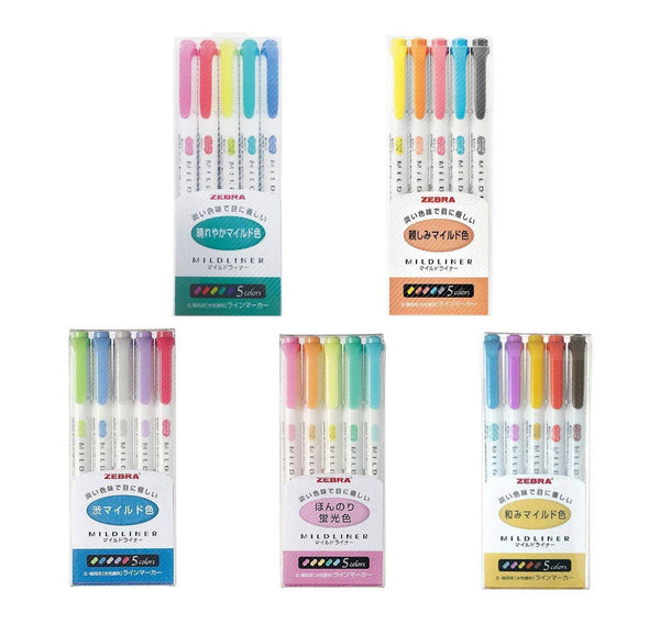 Japanese Zebra 25 Colors 5 Types Mildliner Double-Sided Highlighter Pen Set Fluorescent Marker  Graffiti Mark Art Supplies