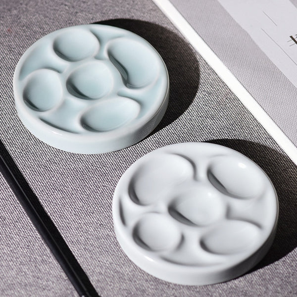 Round Flower Ceramic Palette For Watercolor, Gouache Painting