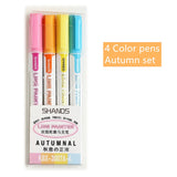 KBX 4/8/12Colors Double Line Outline Art Marker Set Glitter Liner Letter Draw Journal Diary Album Office School Art Supplies