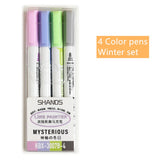 KBX 4/8/12Colors Double Line Outline Art Marker Set Glitter Liner Letter Draw Journal Diary Album Office School Art Supplies