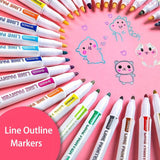 KBX 4/8/12Colors Double Line Outline Art Marker Set Glitter Liner Letter Draw Journal Diary Album Office School Art Supplies