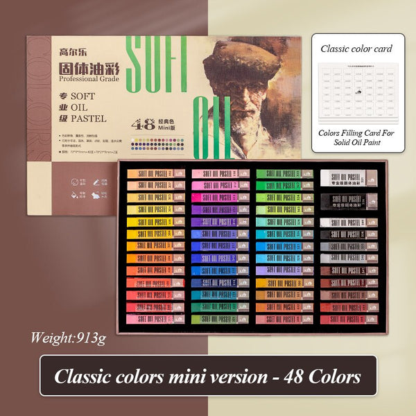 AOOKMIYA Kuelox 48 cores mini profissional pintura a óleo sólido portátil requintadamente artístico pigmento da pintura a óleo para fontes da arte do estudante