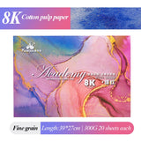 AOOKMIYA Kuelox college-nível aquarela livro 8k/16k/32k 300g/20 folhas profissional água cor arte desenho papel artista estudante suprimentos