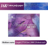 AOOKMIYA Kuelox college-nível aquarela livro 8k/16k/32k 300g/20 folhas profissional água cor arte desenho papel artista estudante suprimentos