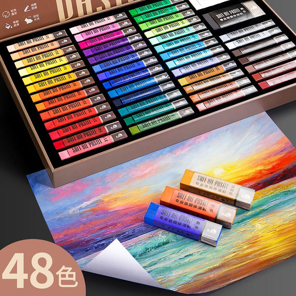 AOOKMIYA Kuelox conjunto pastel de óleo sólido 48 cores profissional mini óleo pastel cor macia pintura da arte suprimentos