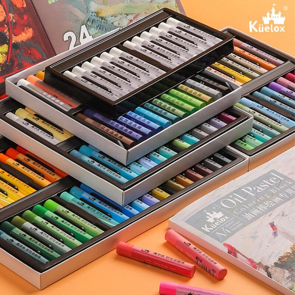 AOOKMIYA Kuelox óleo macio pastel conjunto artista crayon macaron morandi 24/36/48 cores varas de carvão arte suprimentos para crianças iniciantes estudante