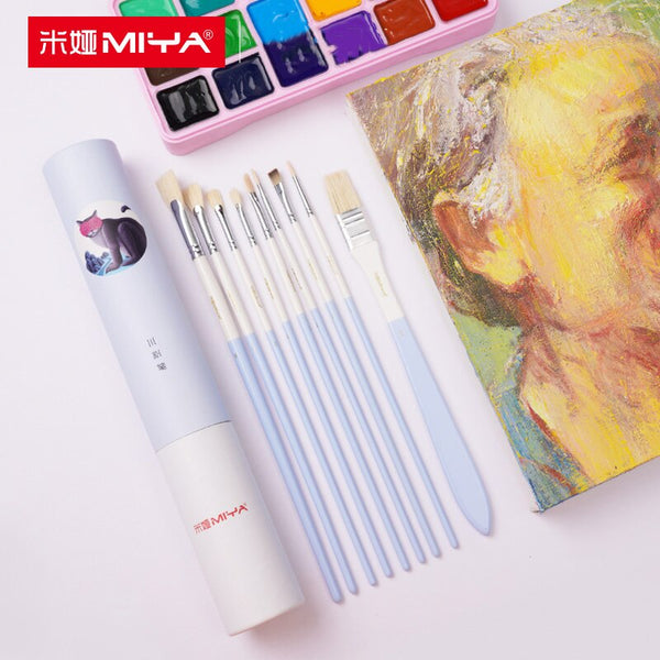 MIYA HIMI Artist Paint Brush Set - 9 Different Sizes Paint Brushes S –  AOOKMIYA