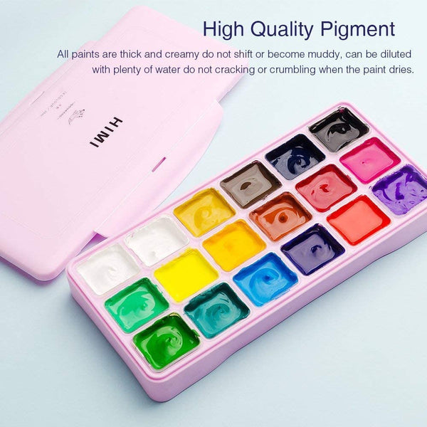 HIMI Gouache 24 Colors Watercolor Paint Set with Jelly Cup in Portable Case  with Portable Palette 24 Vibrant Color for Artists - AliExpress