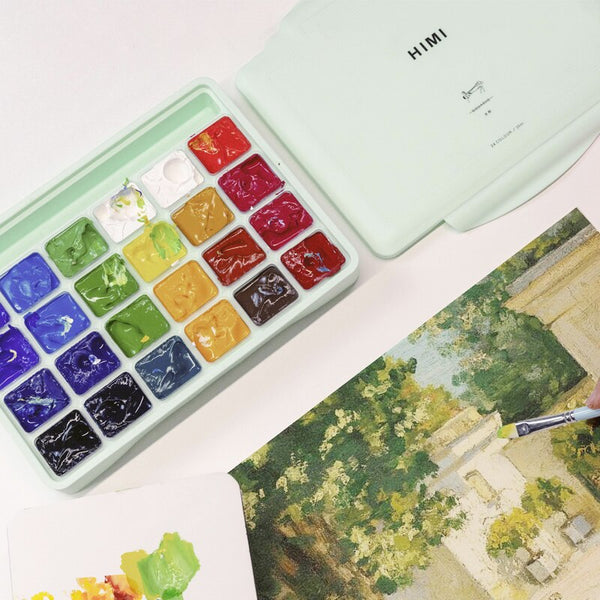 MIYA HIMI Gouache Paints Set 18/24colors 30ml Jelly Cup Non-Toxic Goua –  AOOKMIYA