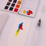 MIYA Solid Water Color Palette -Portable Travel Watercolor Paint with Brush and Watercolor Paper Ideal for Students