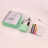 MIYA Solid Water Color Palette -Portable Travel Watercolor Paint with Brush and Watercolor Paper Ideal for Students