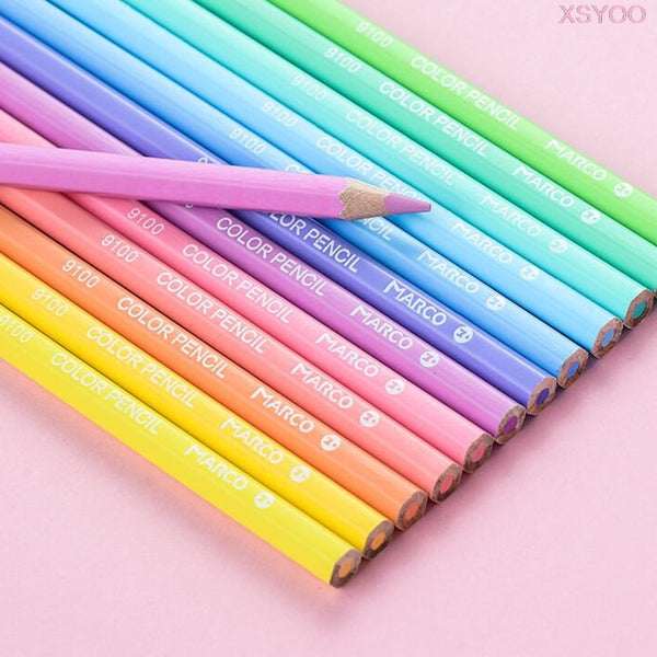Marco 12/24 Colors Pencils Fashion Pastel Color SQUARE Shape Pencil l –  AOOKMIYA