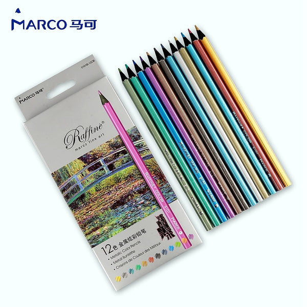 Marco Professional 6/12 Colors Metallic pencil Drawing Colored Pencil –  AOOKMIYA