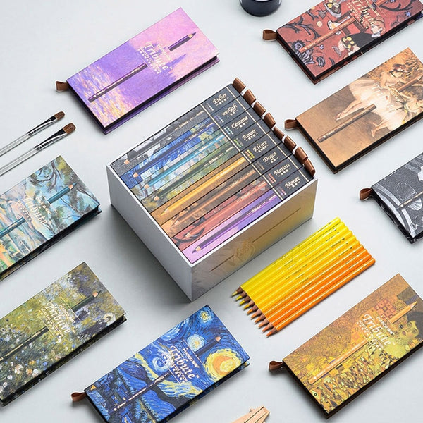 Marco Tribute Masters 80Colors Oily Colored Pencils Gift Box Set Sketch Colour Coloring Pencils For Draw School Art Supplie