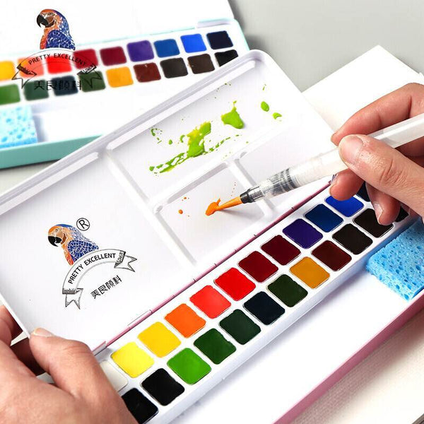 MeiLiang Watercolor Paint Set 36/48 Vivid Colors in Pocket Box with Metal  Ring and Watercolor Brush for Student, Kid, Beginner