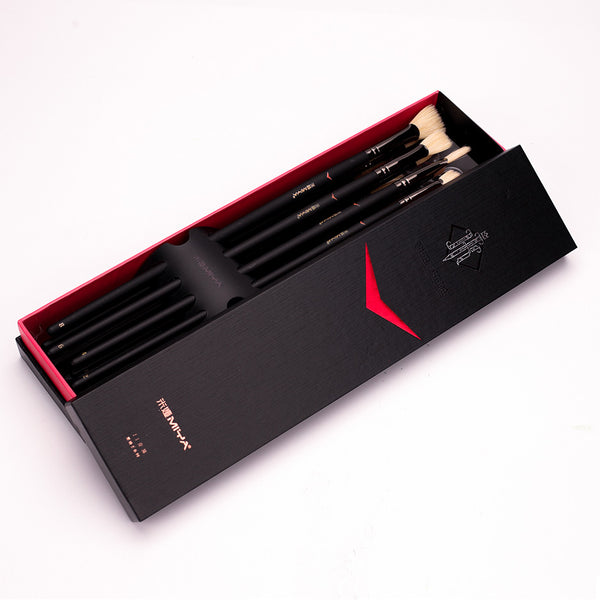 Miya Himi 10pcs Black Knight Artist Paint Brushes Set for Acrylic Oil Watercolor Face &amp; Body Gouache Painting with Hog Hairs