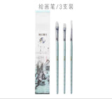 Miya Himi 3pcs Paint Brushes Set for Acrylic Oil Watercolor Face &amp; Body Gouache Painting with Hog Hairs for Kids Artists