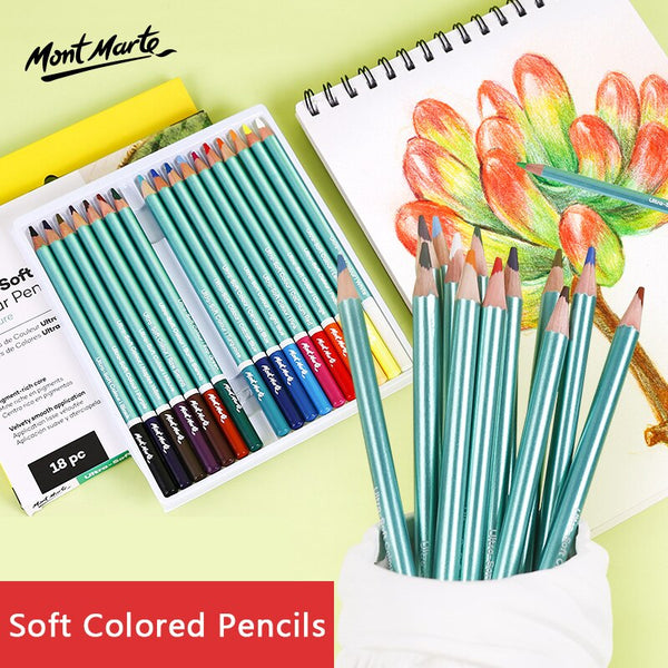 Mont Marte 18 Colors Ultra-Soft Colored Lead Set Colored Pencils Professional Artist Painting Supplies