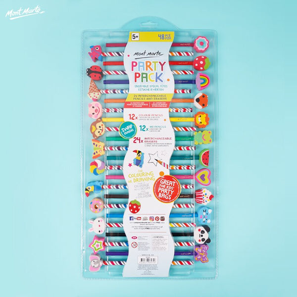 Mont Marte Children's Cartoon Rubber Pencil Colored Pencil with Eraser Gift Creative HB Cute Art Supplies 24pcs