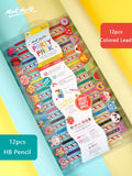 Mont Marte Children's Cartoon Rubber Pencil Colored Pencil with Eraser Gift Creative HB Cute Art Supplies 24pcs