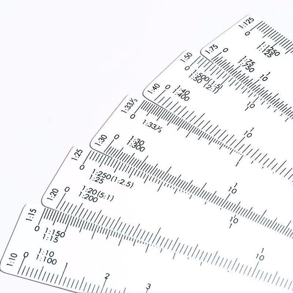 Scale Ruler Fanshaped Folding Multi Ratio Measuring Tools For Art