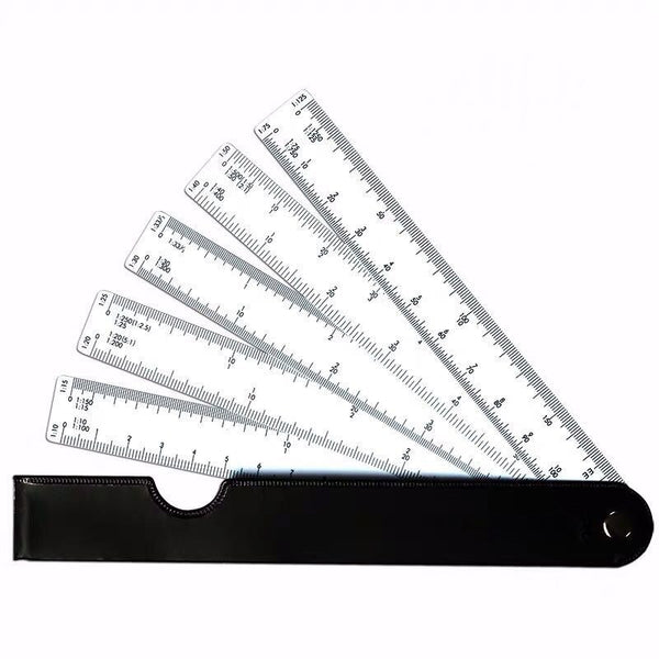 Multi-function fan-shaped scale folding fan drawing ruler multi