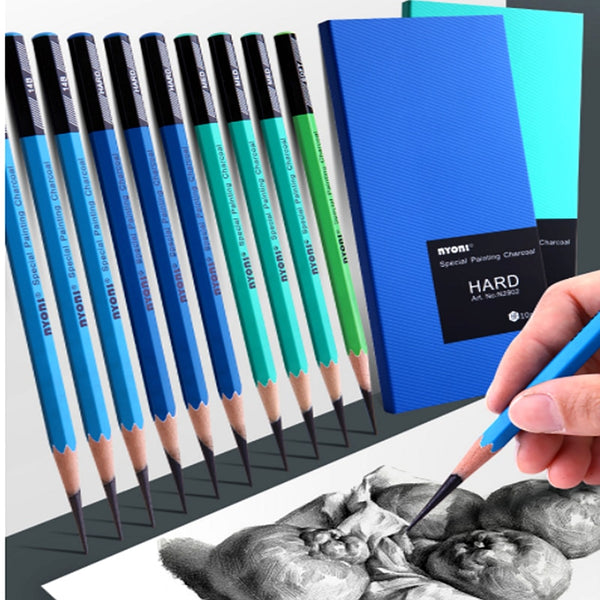 my art tools Sketch pencils for drawing and shading - 10pcs art sets each  with sketching pencils for all professional artists - dual pack charcoal  and