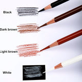 NYONI 8PCS Colored Charcoal Sketch Pencils Professional White/Brown Carbon Pencil For Sketching Drawing Tool Art Supplies