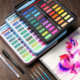 New Portable 36 Color Solid Watercolor Paint Set Children Beginners Hand-Painted Water Color With Water Brush Pen Art Supplies