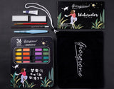 New Portable 36 Color Solid Watercolor Paint Set Children Beginners Hand-Painted Water Color With Water Brush Pen Art Supplies