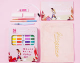 New Portable 36 Color Solid Watercolor Paint Set Children Beginners Hand-Painted Water Color With Water Brush Pen Art Supplies