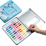 New Portable 36 Color Solid Watercolor Paint Set Children Beginners Hand-Painted Water Color With Water Brush Pen Art Supplies