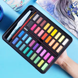 New Portable 36 Color Solid Watercolor Paint Set Children Beginners Hand-Painted Water Color With Water Brush Pen Art Supplies