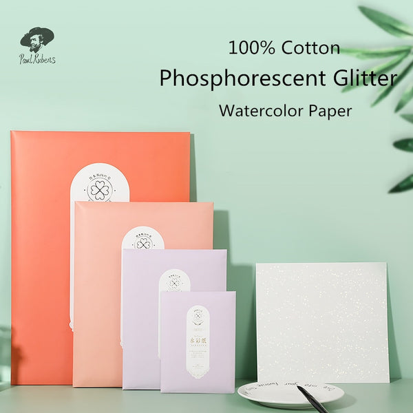 AOOKMIYA Paul Rubens 100% Cotton 300g Phosphorescent Glitter Watercolor Paper Professional Water Color Paper for Painting  Art Supplies